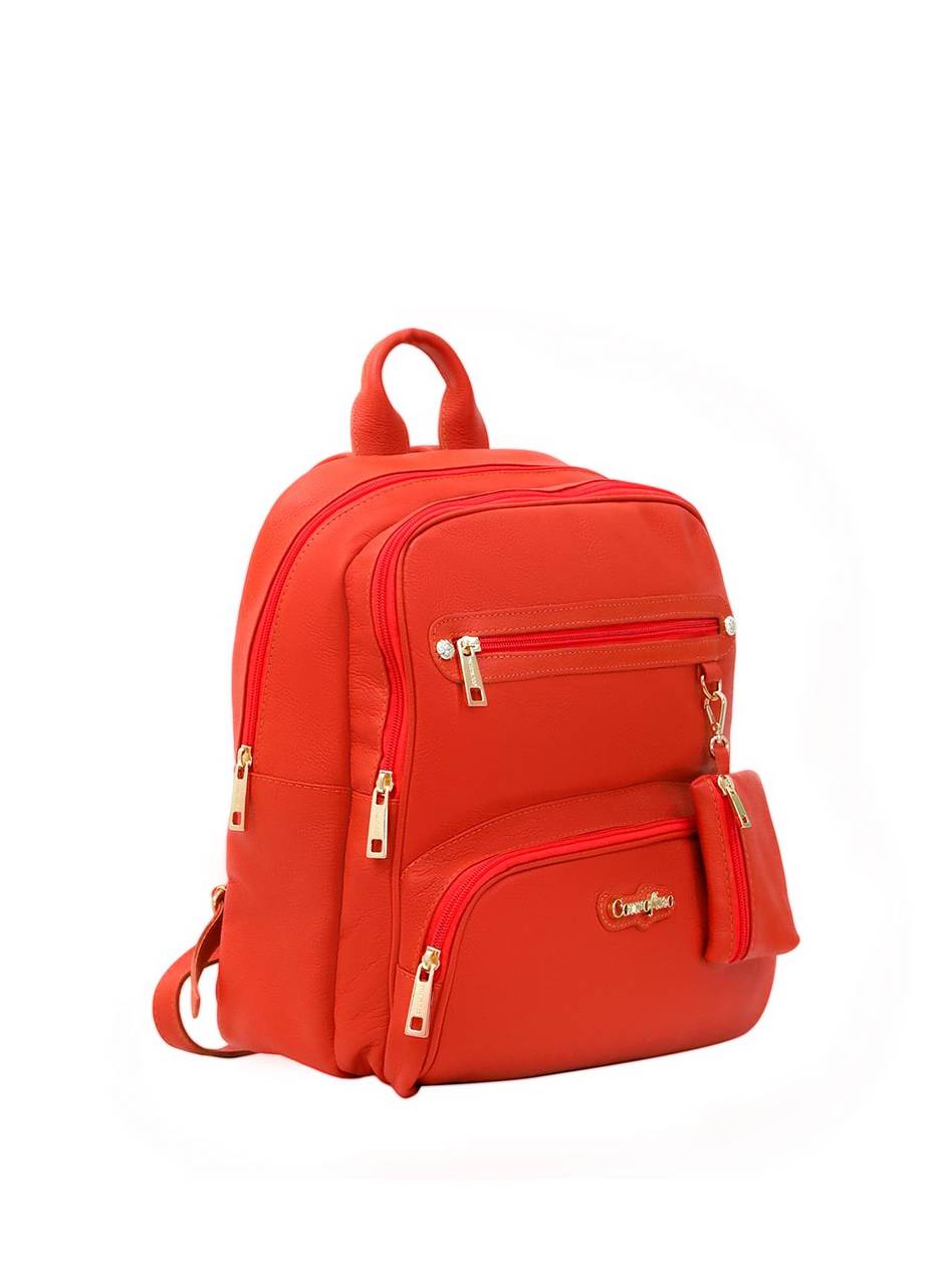 Mochila Casual Grande Porta Moedas Couro Laranja MEI-428 - LR