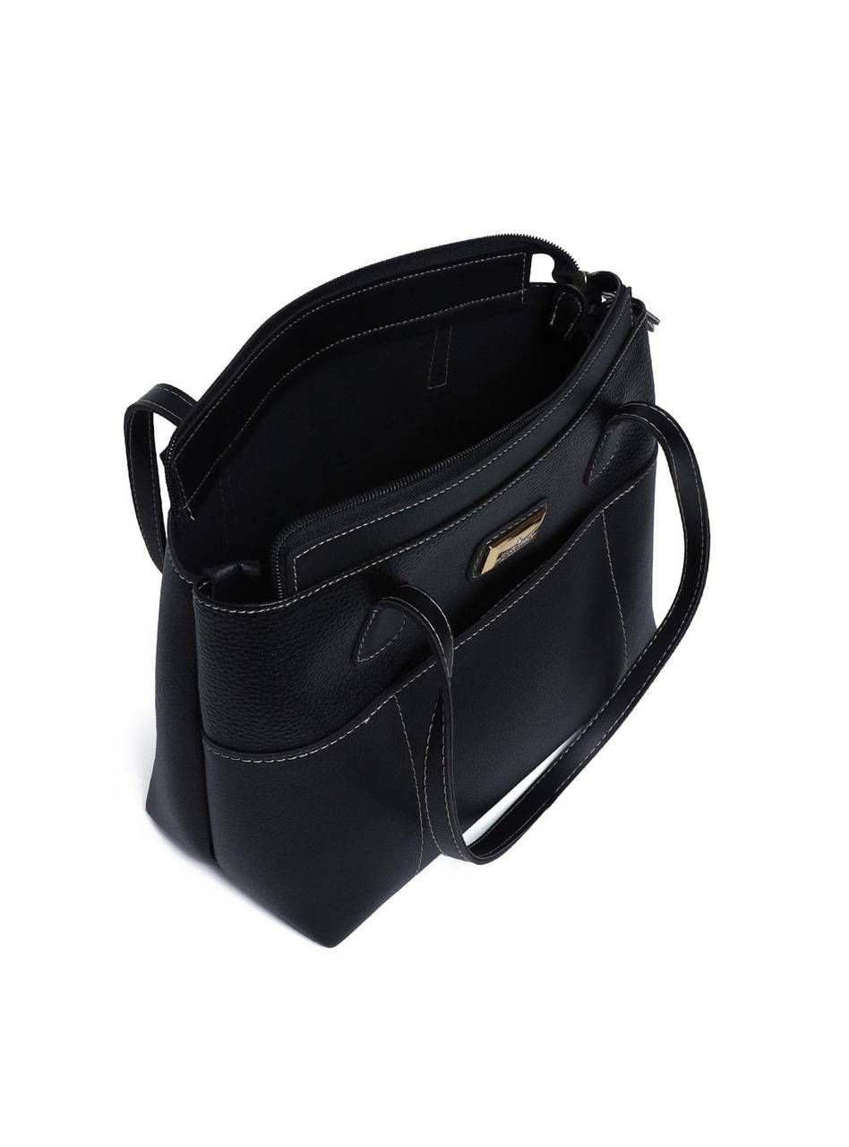 Bolsa Tote Tiracolo com Bolso Frontal e Zipper - Preta BSI-5976 - PR