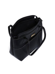 Bolsa Tote Tiracolo com Bolso Frontal e Zipper - Preta BSI-5976 - PR