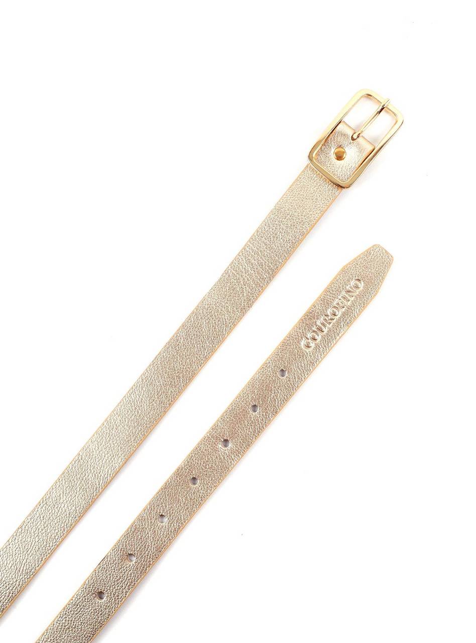 Cinto Feminino em Couro com Fivela Retangular - Ouro 1.1820000988 - AU