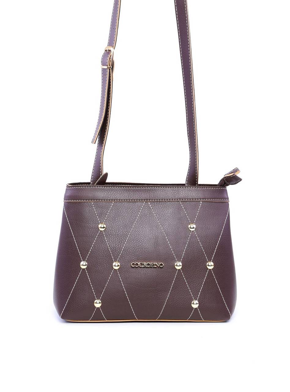 Bolsa Tote Transversal com Detalhes de Costura e Enfeites BSI-6006 - CA