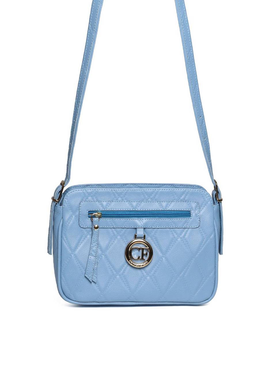 Bolsa Clutch Pequena Transversal Chaveiro Redondo Azul BSI-5723 - AZ