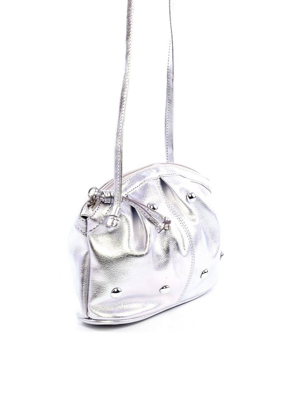 Bolsas Clutch Drapeada com Esferas - Prata BSI-6084 - PT