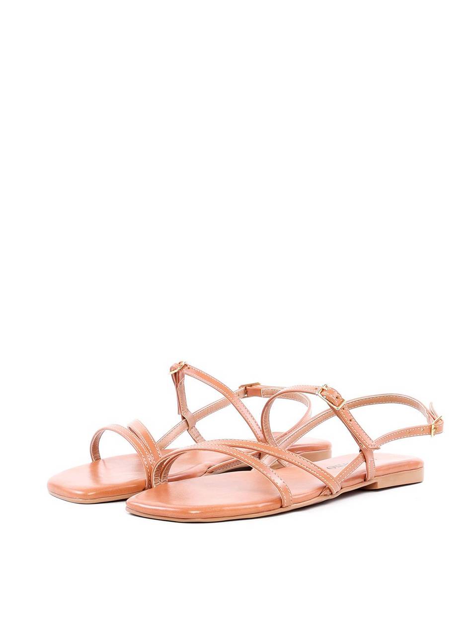 Rasteira de Tiras Finas com Fivelas - Nude SDI-11881 - NU