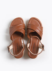 Sandália Feminina Couro Anabela Tiras Cruzadas - Castor SDI-11576 - CS