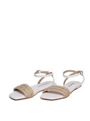 Sandália Feminina Rasteira Rosto Palha - Branca SDI-11641 - BR