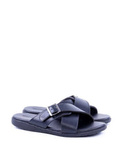 Sandália Masculina em Couro com Tiras Largas - Preta SDI-11703 - PR