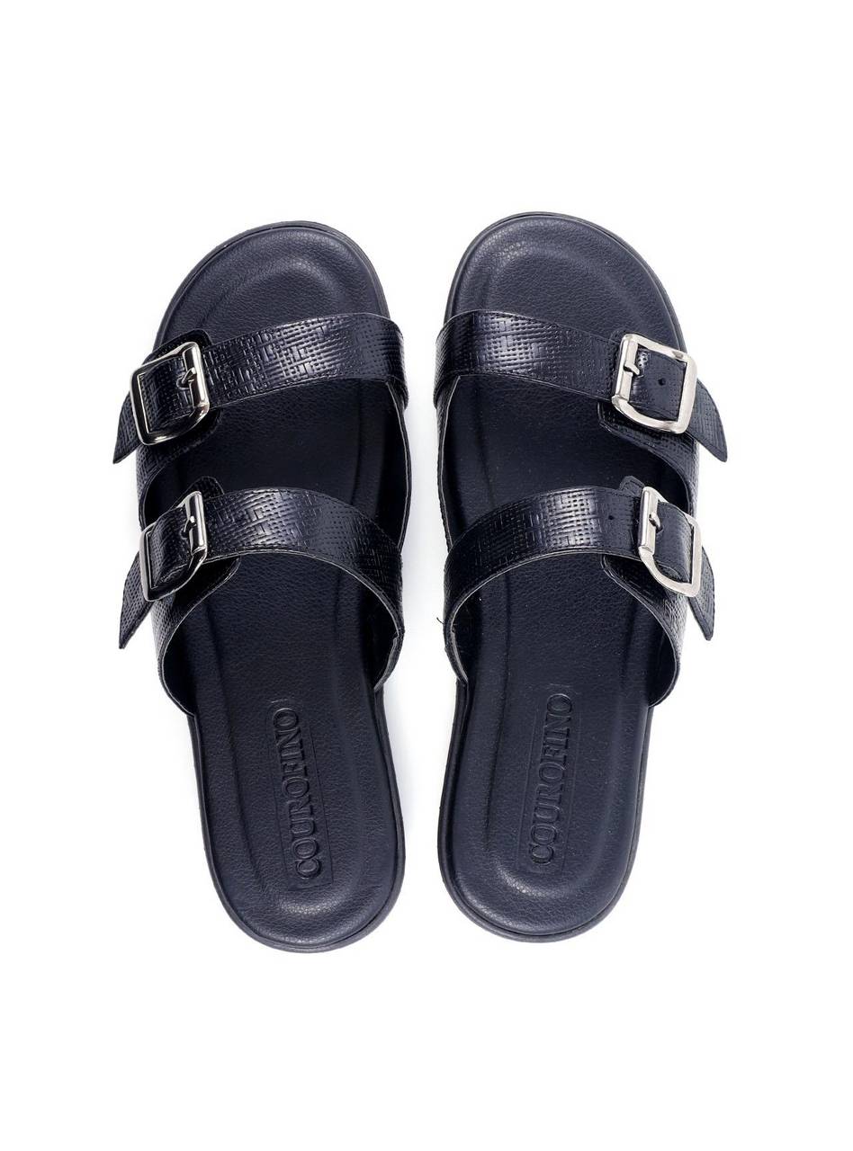 Chinelo Masculino Birken em Couro com Duas Fivelas - Preta SDI-11826 - PR