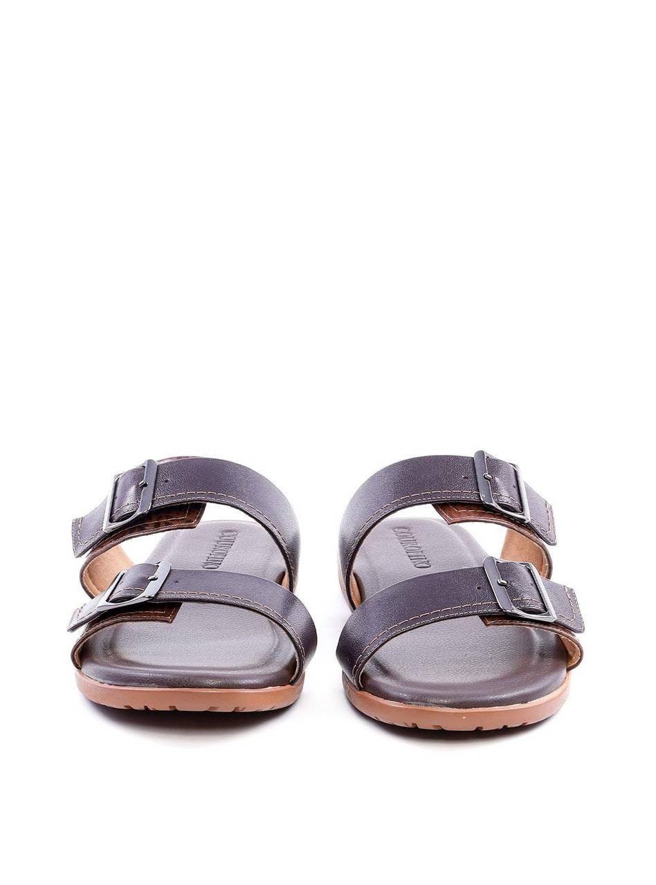 Chinelo Masculino Slide em Couro com Duas Fivelas SDI-11768 - CA