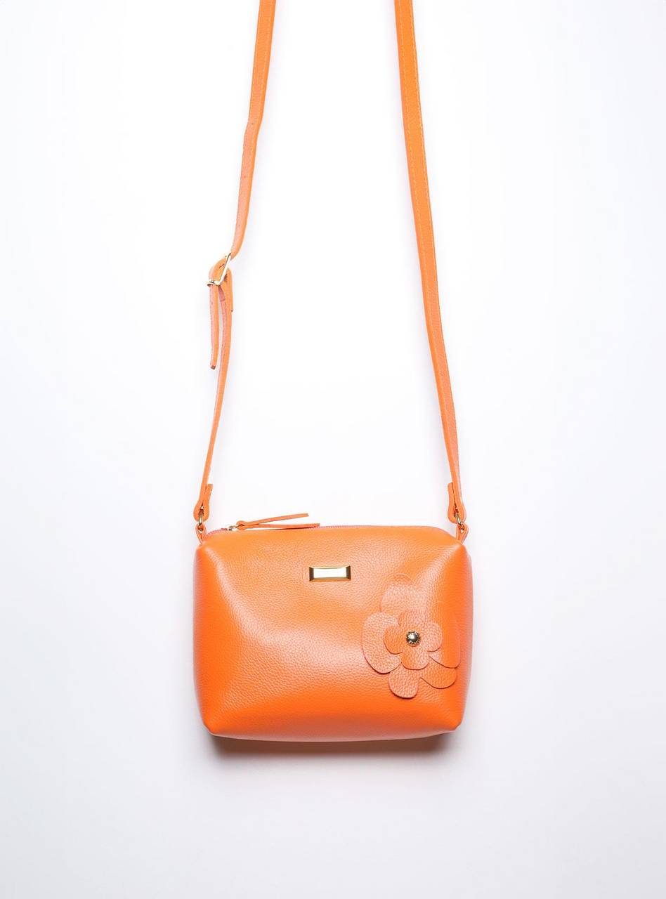 Bolsa Clutch Pequena Couro Transversal Laranja BSI-5863 - LR