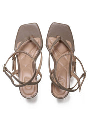 Sandália Feminina Couro Salto Fino - Cinza SDI-11648 - CZ