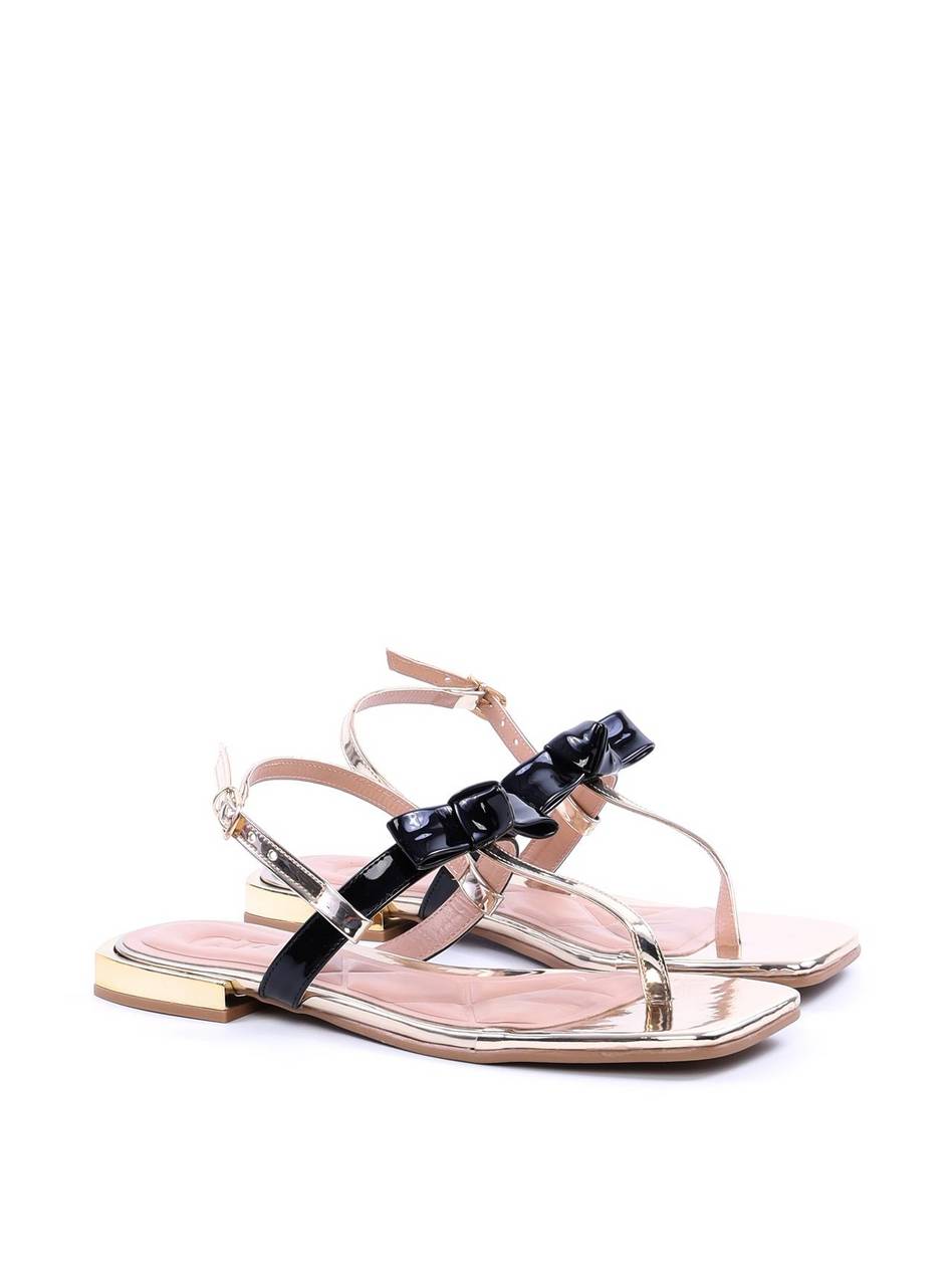 Sandália Rasteira com Detalhe de Laço - Ouro SDI-11747 - AU