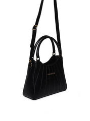Bolsa Tote Tiracolo Média Couro Preta BSI-5955 - PR