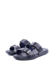 Chinelo Masculino Slide em Couro com Duas Fivelas - Preta SDI-11768 - PR