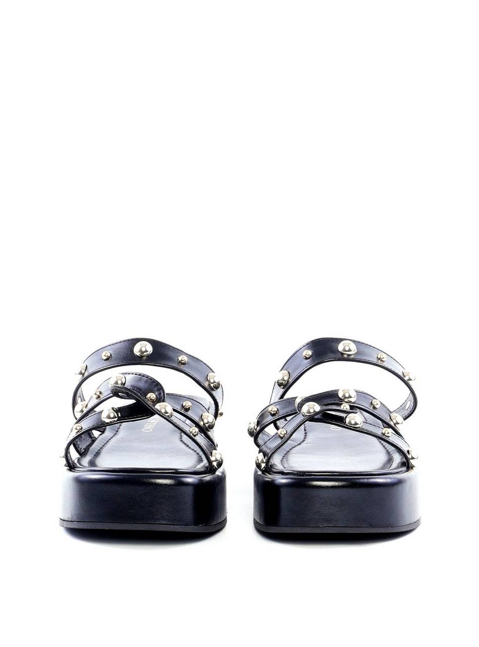 Flatform com Tiras Cruzadas e Rebites - Preta SDI-11819 - PR