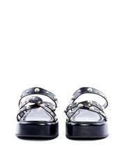 Flatform com Tiras Cruzadas e Rebites - Preta SDI-11819 - PR