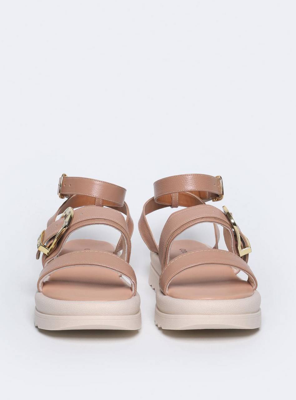 Sandália Feminina Papete Tachas Diversas - Nude SDI-11567 - NU
