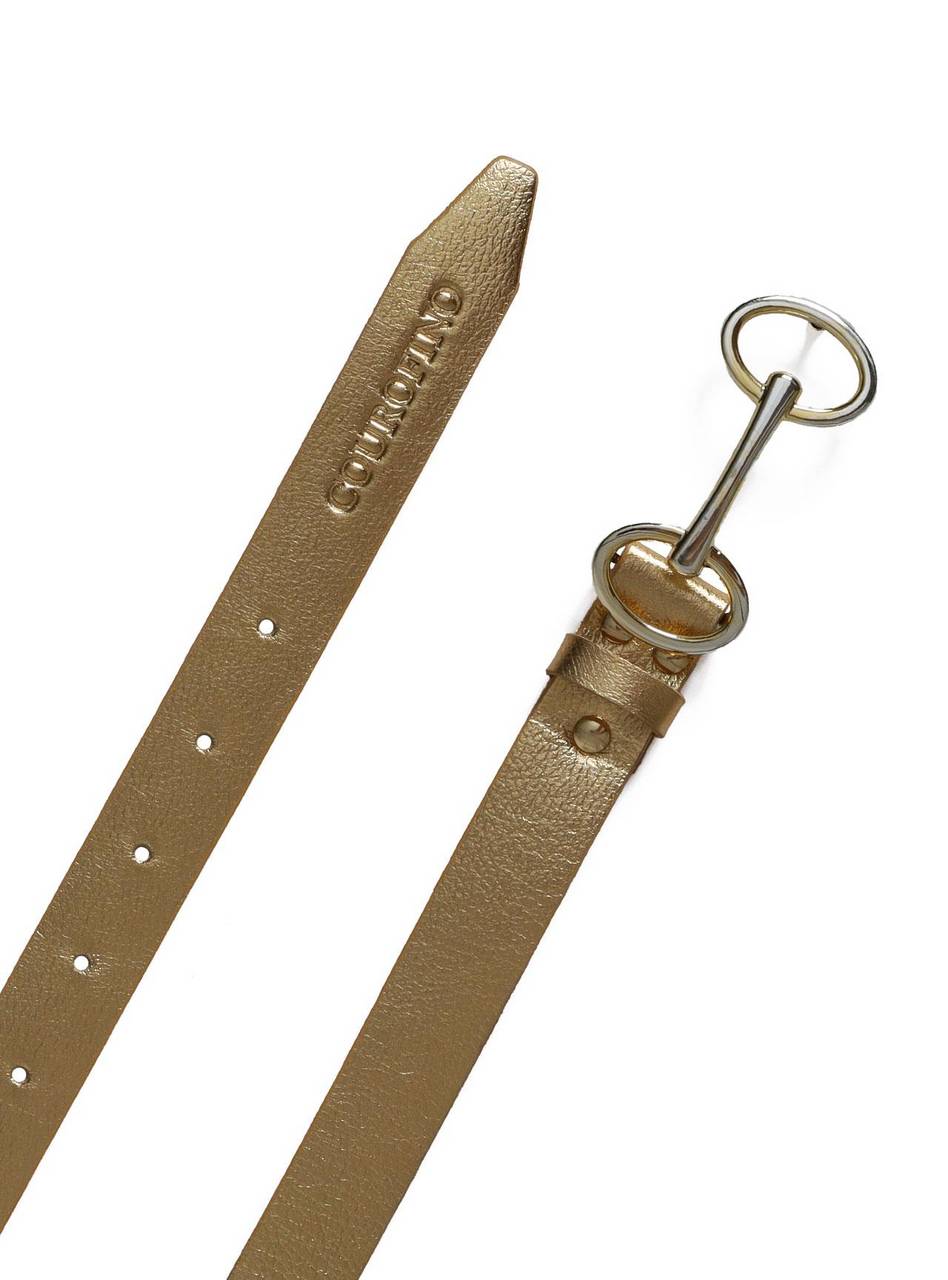Cinto Feminino em Couro com Fivela Bridão - Ouro CTI-973 - AU