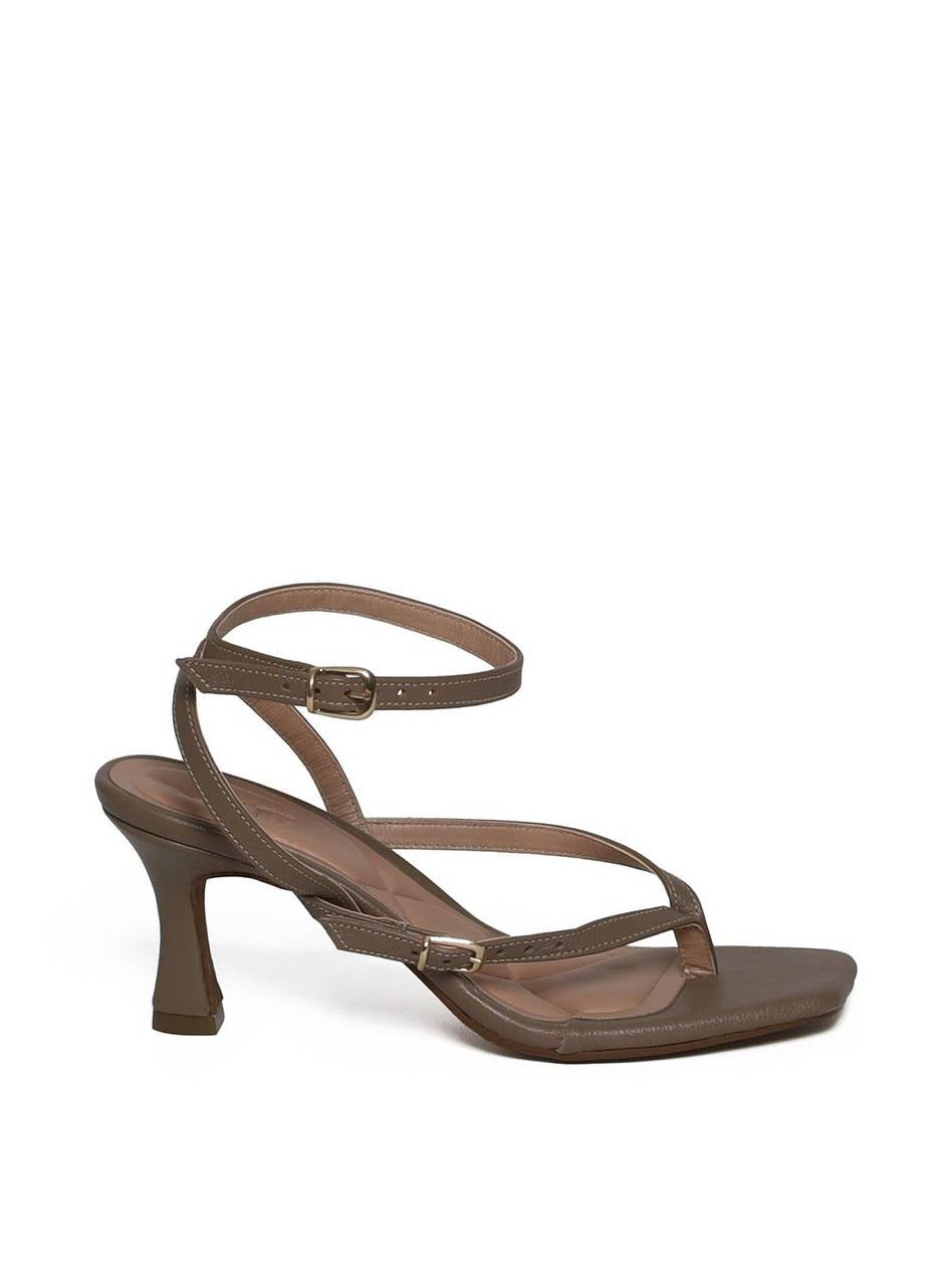Sandália Feminina Couro Salto Fino - Cinza SDI-11648 - CZ