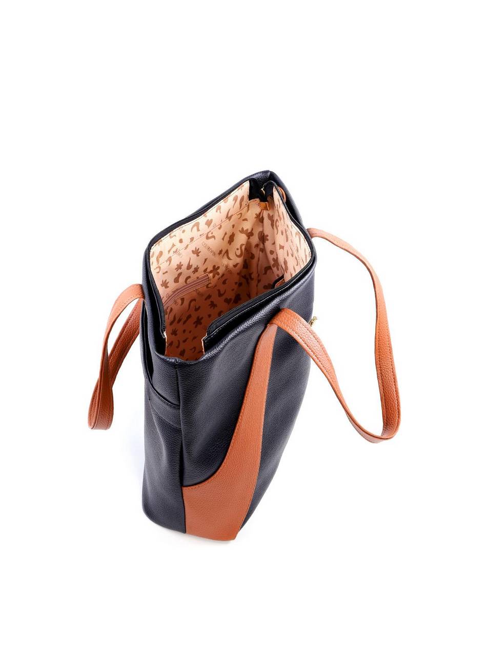 Bolsa Shopper Tiracolo com Detalhes em Costura - Preta BSI-6081 - PR