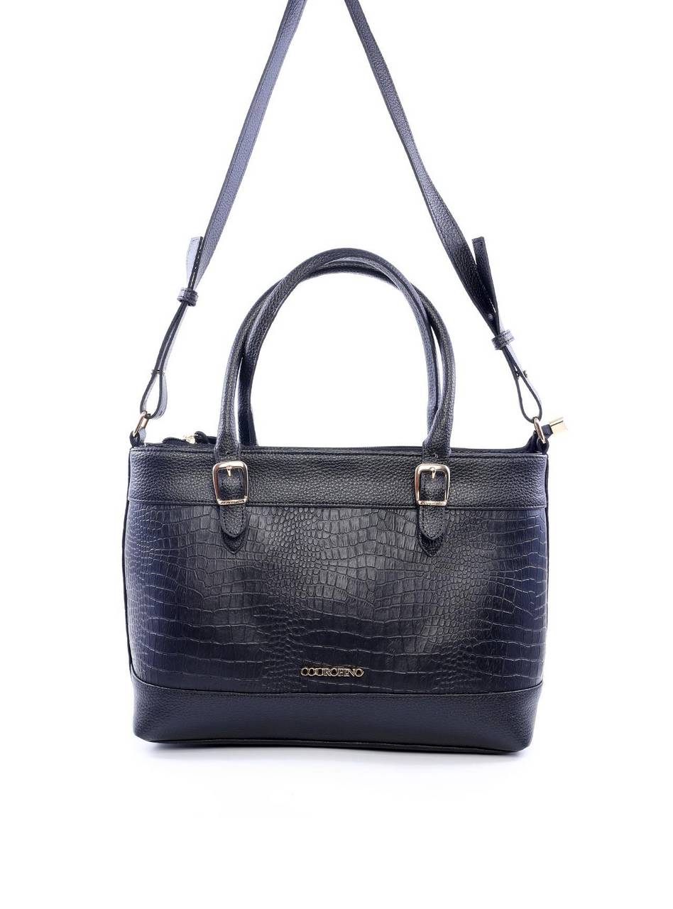 Bolsa Tote Transversal com Alça Dupla com Fivelas - Preta BSI-6085 - PR