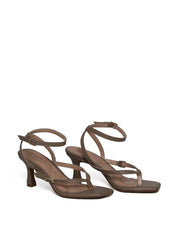 Sandália Feminina Couro Salto Fino - Cinza SDI-11648 - CZ