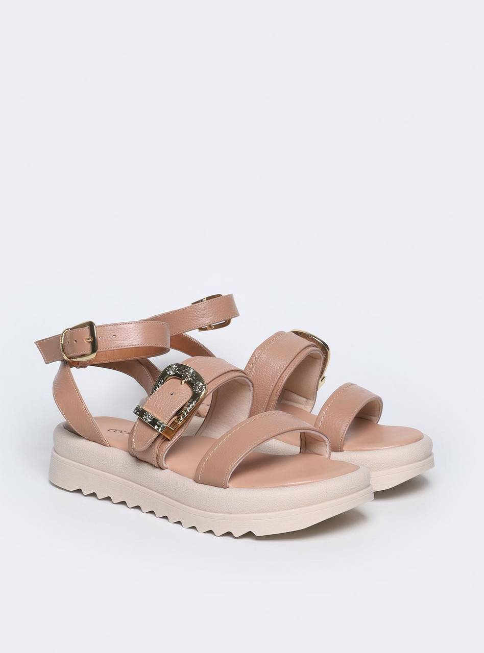 Sandália Feminina Papete Tachas Diversas - Nude SDI-11567 - NU