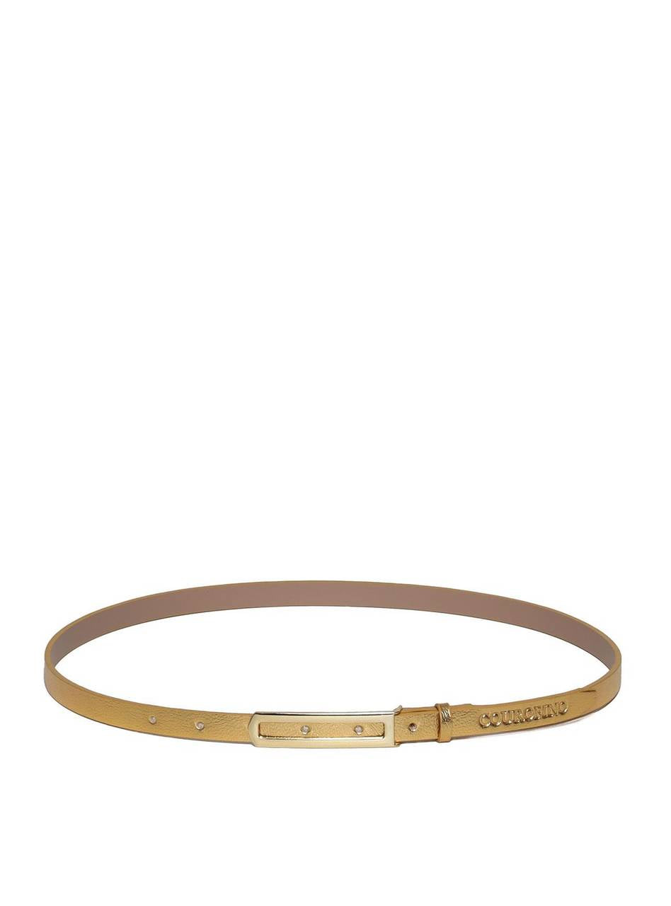 Cinto Feminino em Couro com Fivela Retangular - Ouro CTI-969 - AU