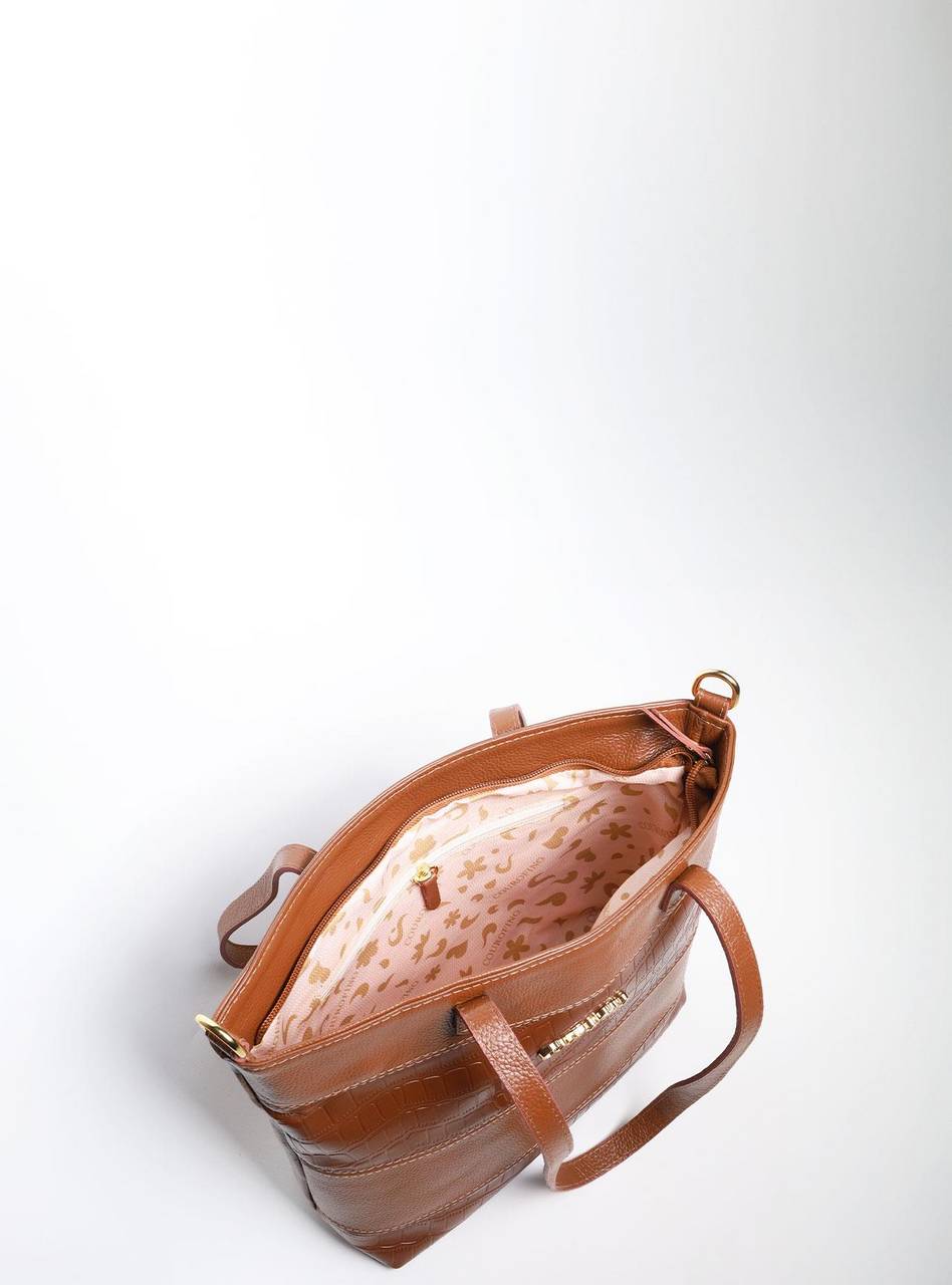 Bolsa Tote Média Couro Transversal Castor BSI-5861 - CS
