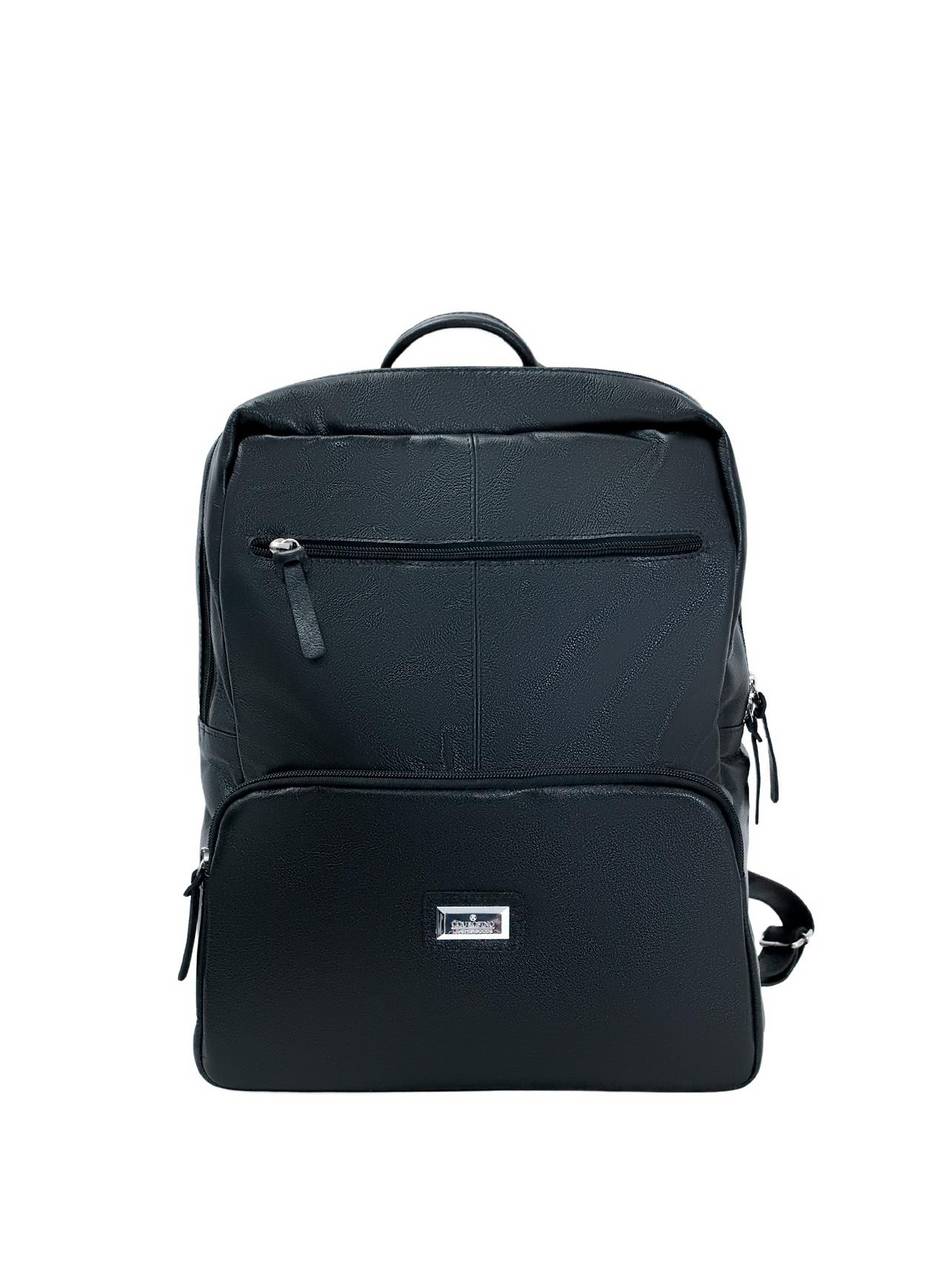 Mochila Executiva Grande Bolsos Couro Preta MEI-433 - PR