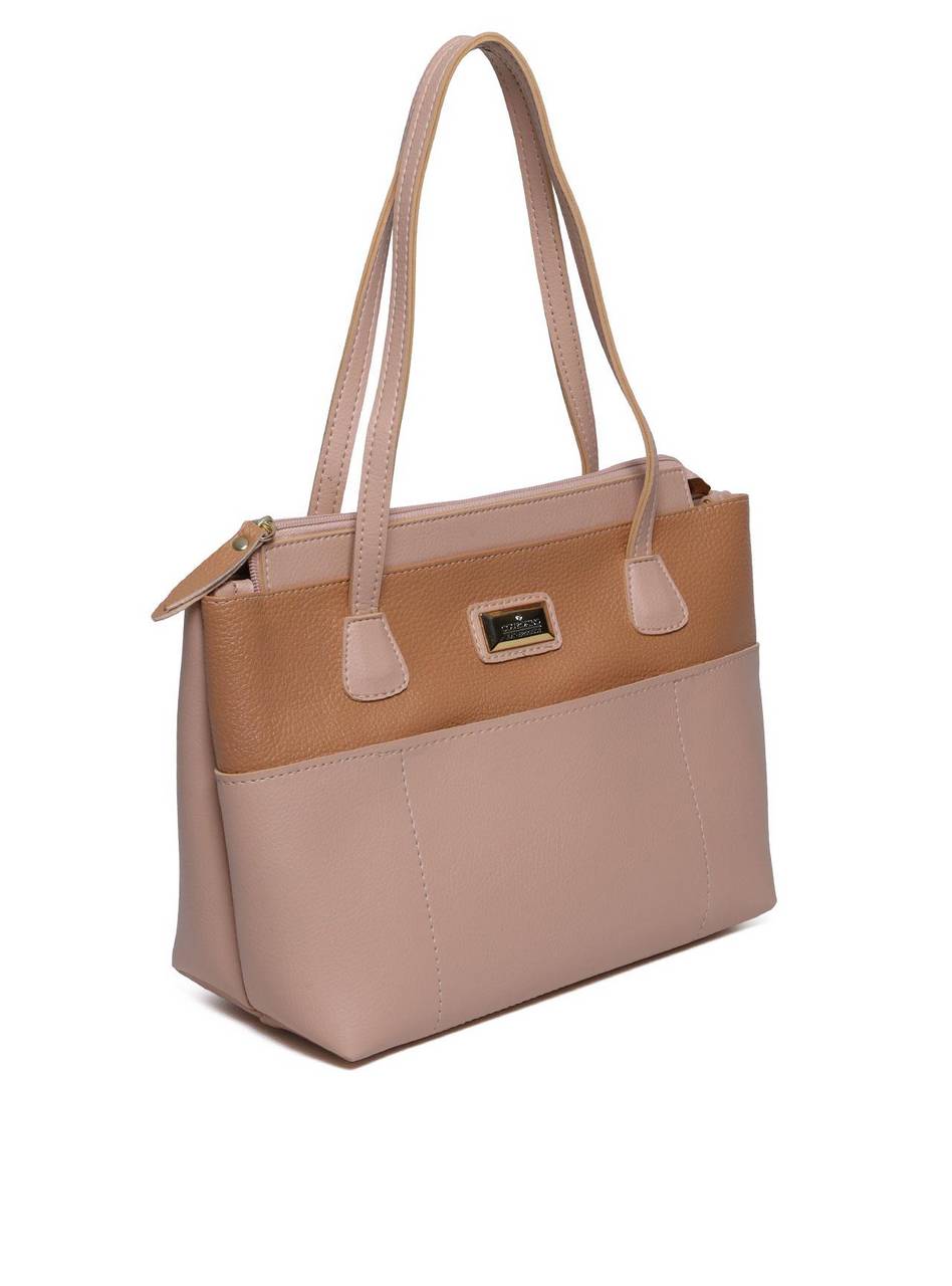 Bolsa Tote Tiracolo com Bolso Frontal e Zipper - Nude BSI-5976 - NU