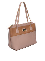 Bolsa Tote Tiracolo com Bolso Frontal e Zipper - Nude BSI-5976 - NU