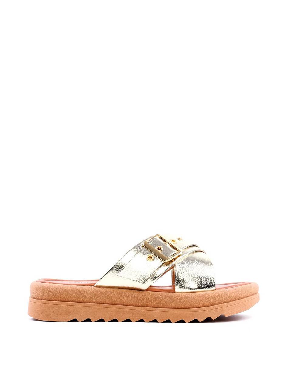 Sandália Flatform com Tiras Cruzadas - Ouro SDI-11726 - AU