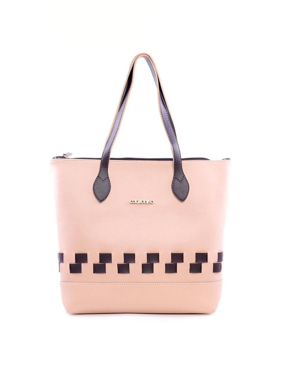 Bolsa Shopper Tiracolo com Tiras Entrelaçadas - Nude BSI-6070 - NU