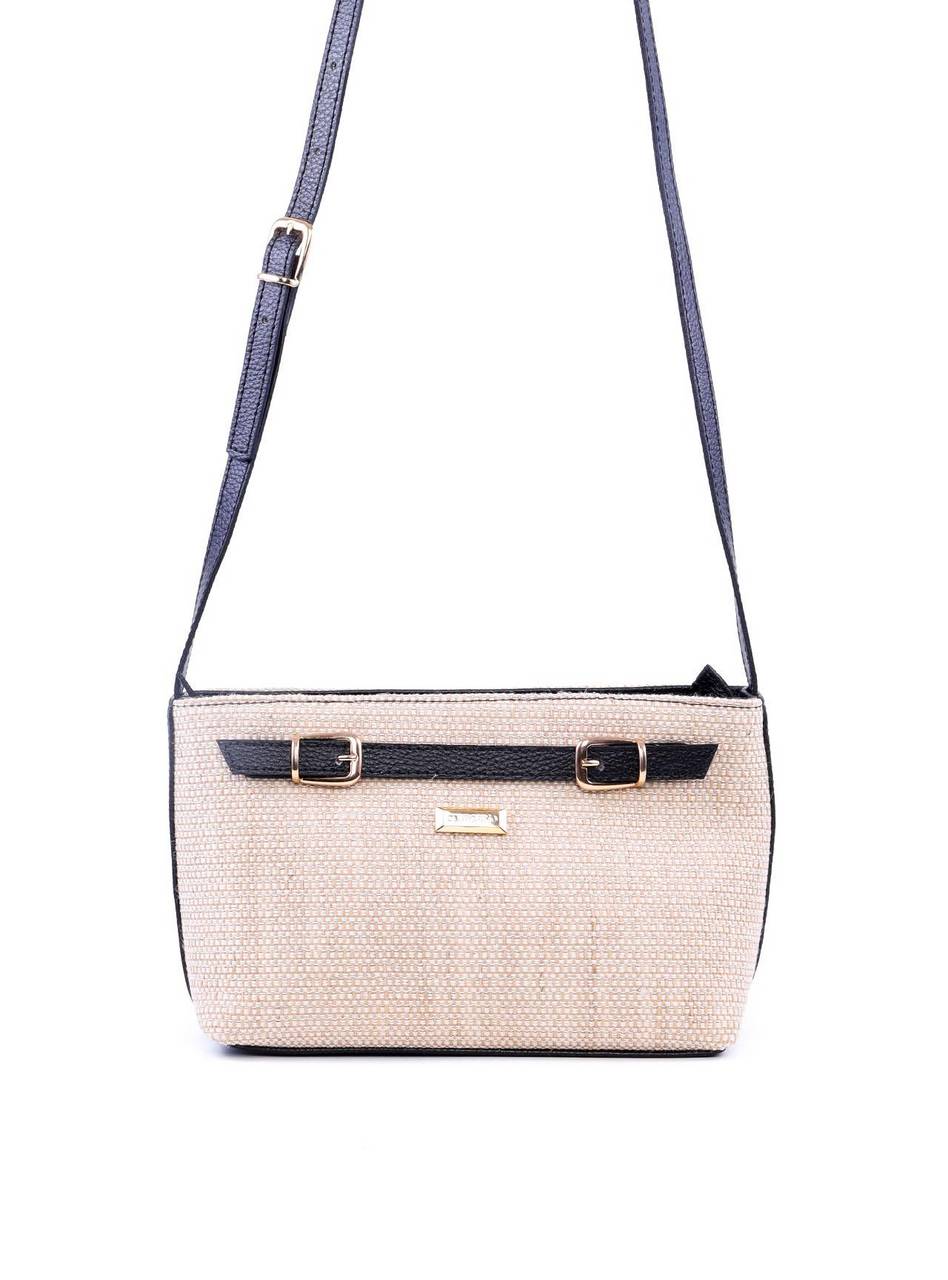 Bolsa Transversal Palha com Detalhes de Fivelas - Preta BSI-6026 - PR