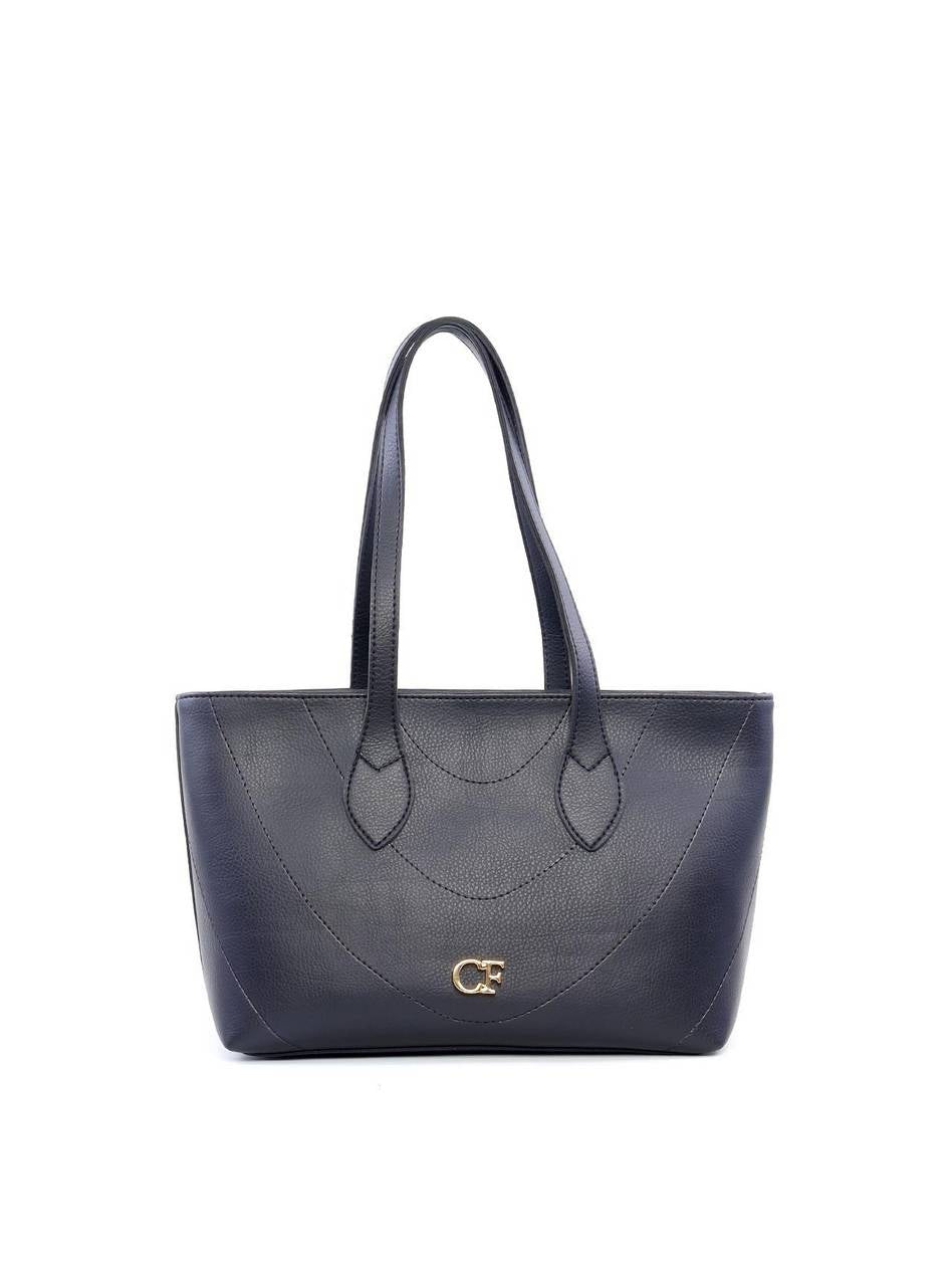 Bolsa Shopper Tiracolo Lisa em Sintético com Costuras - Preta BSI-6184 - PR