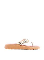 Sandália Flatform Dedo com Fivela - Ouro SDI-11757 - AU