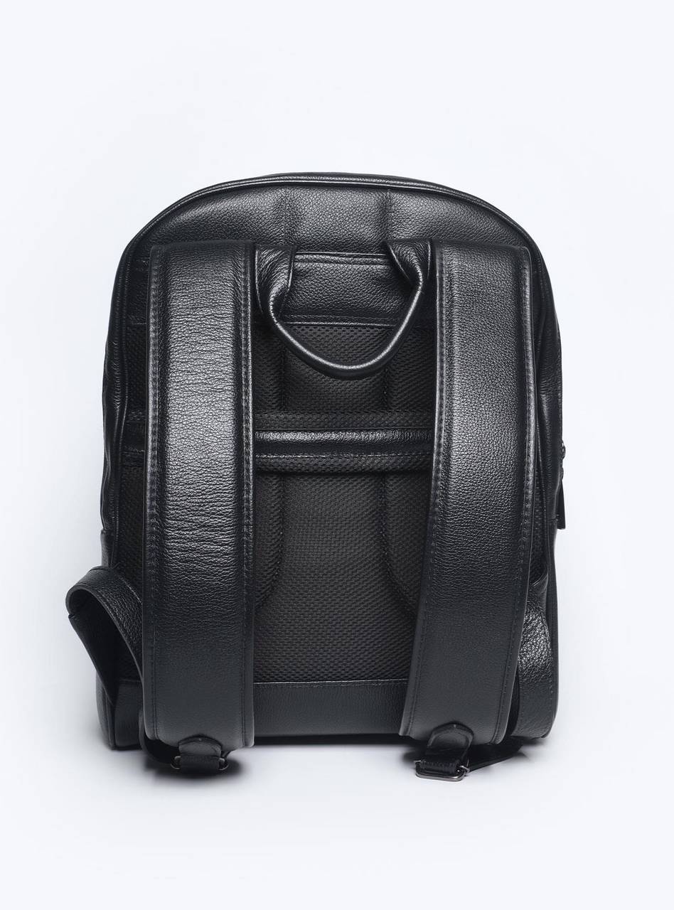 Mochila Masculina Casual Couro Grande Bolso Frontal Preta MEI-440 - PR