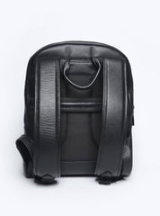 Mochila Masculina Casual Couro Grande Bolso Frontal Preta MEI-440 - PR