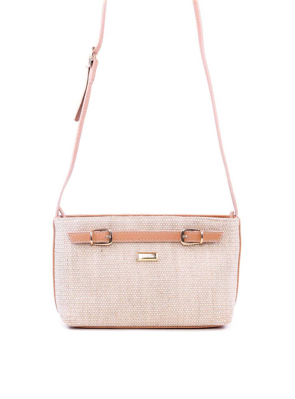 Bolsa Transversal Palha com Detalhes de Fivelas - Nude BSI-6026 - NU