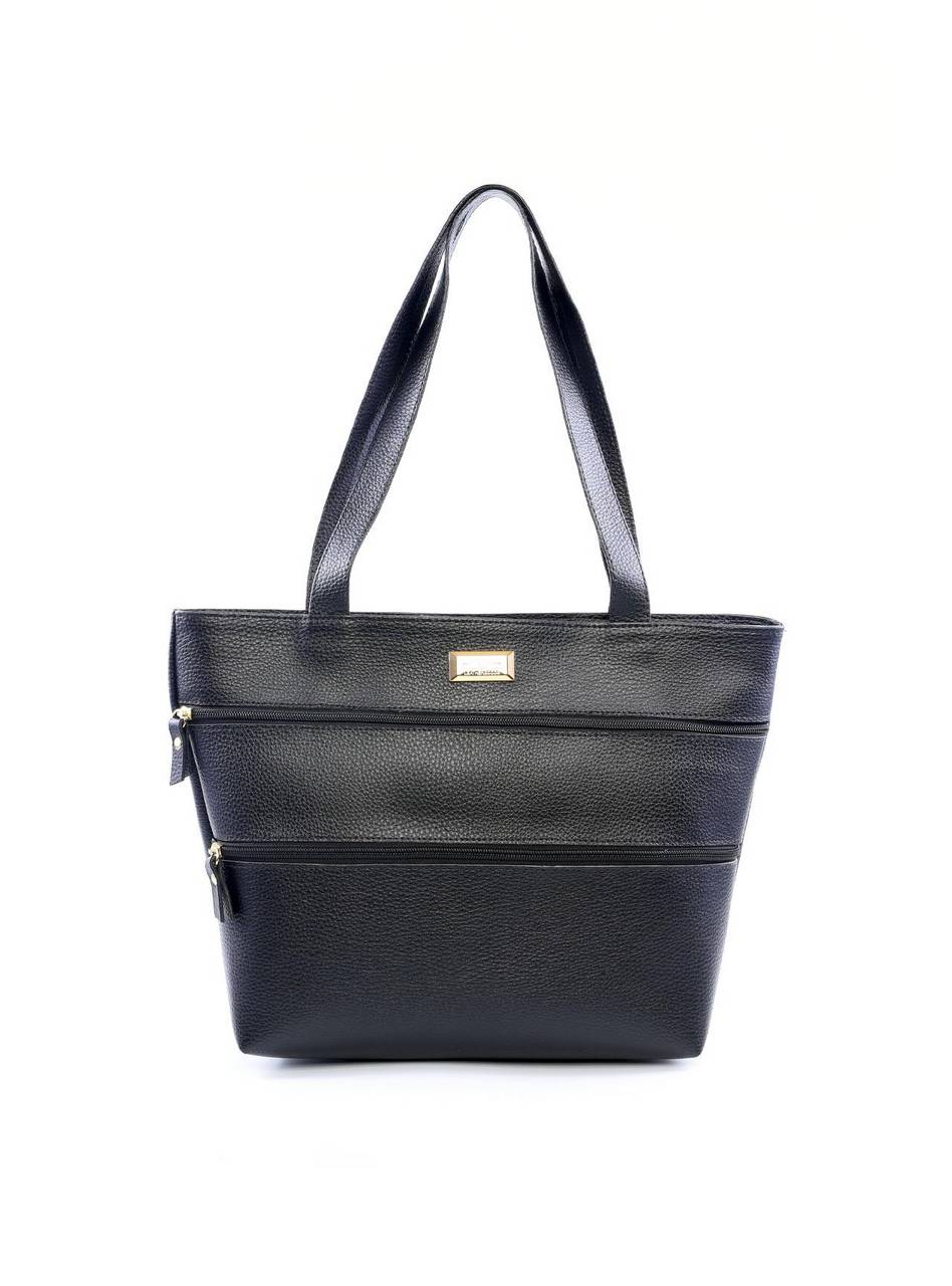 Bolsa Tote Tiracolo com Dois Bolsos Frontais - Preta BSI-6095 - PR