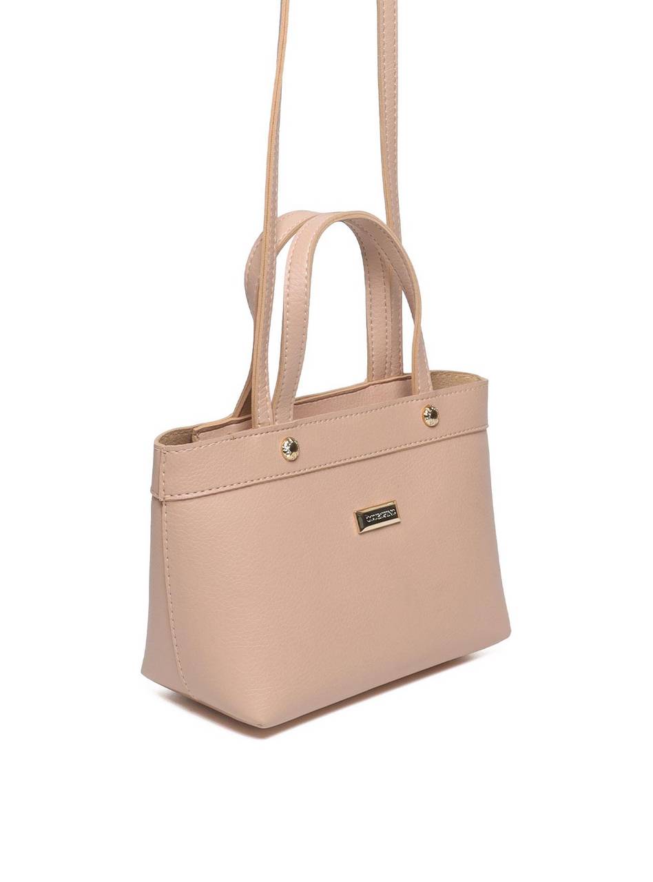 Bolsa Tote Pequena com Pinos e Alça de Mão - Nude BSI-5390 - NU