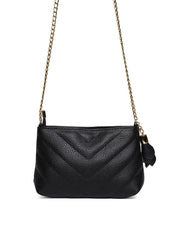 Bolsa Clutch Sintética Tiracolo com Detalhes em Costura - Preta BSI-5961 - PR