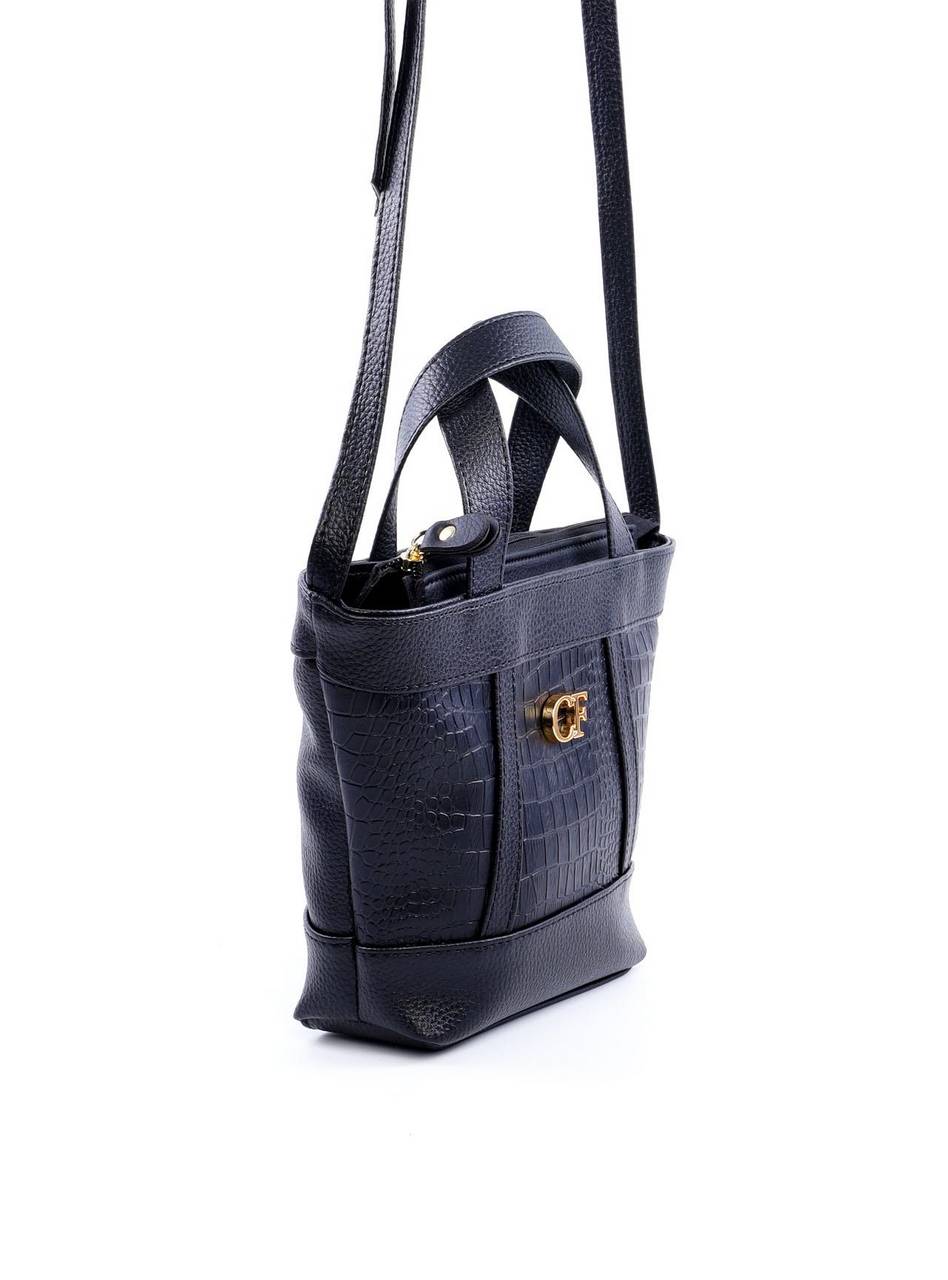 Bolsa Tote com Alça Dupla Geométrica - Preta BSI-6061 - PR