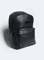 Mochila Masculina Casual Couro Grande Bolso Frontal Preta MEI-440 - PR