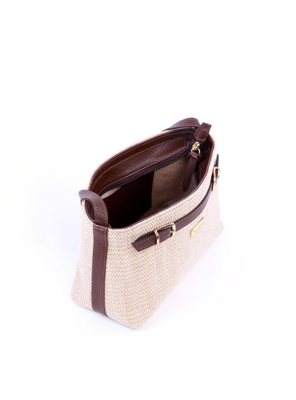 Bolsa Transversal Palha com Detalhes de Fivelas - Cacau BSI-6026 - CA