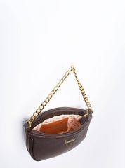 Bolsa Clutch Pequena Couro Transversal Cacau BSI-5854 - CA