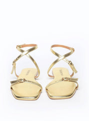 Sandália Feminina Rasteira Fivelas - Ouro SDI-11559 - AU