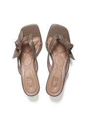 Sandália Feminina Couro Tamanco Salto Bloco - Cinza SDI-11622 - CZ