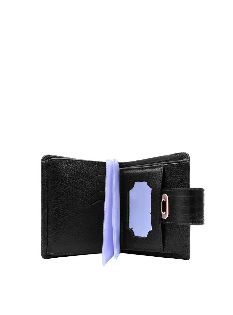 Carteira Feminina Clássica Couro Média Passante Preta CAI-373 - PR